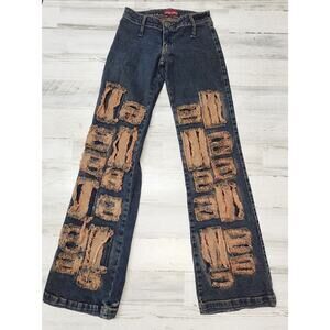 Vintage Mamao Verde Jeans Women 5-6 Stretch Wide Leg Stud Post Bohemian